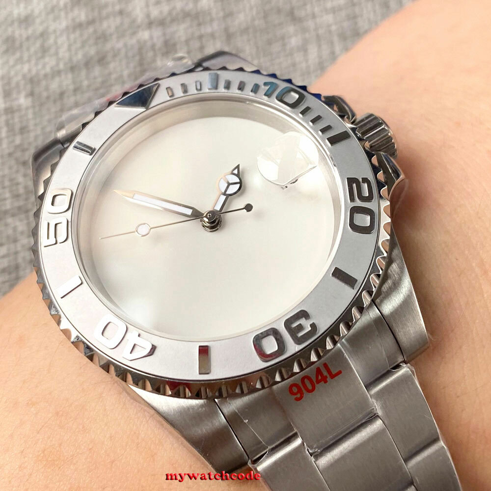 40mm Bliger Blank Black White Blue dial NH35 Automatic Mens Watch Sapphire glass