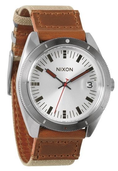Nixon Rover Sand/Saddle A355-1430 Silver Dial Brown Leather Strap Watch
