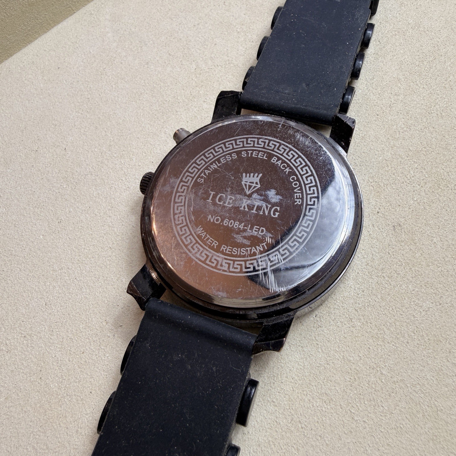 UNTESTED ICE KING Quartz Chronograph Men’s Watch Black Dial Rubber Strap