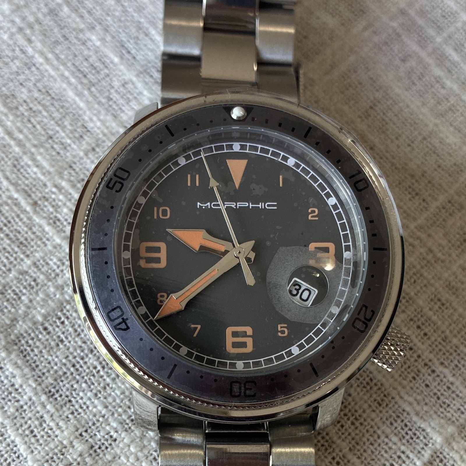 Morphic MPH7403 Unisex Analog Quartz Black Dial Date Silver Bracelet w/ Box