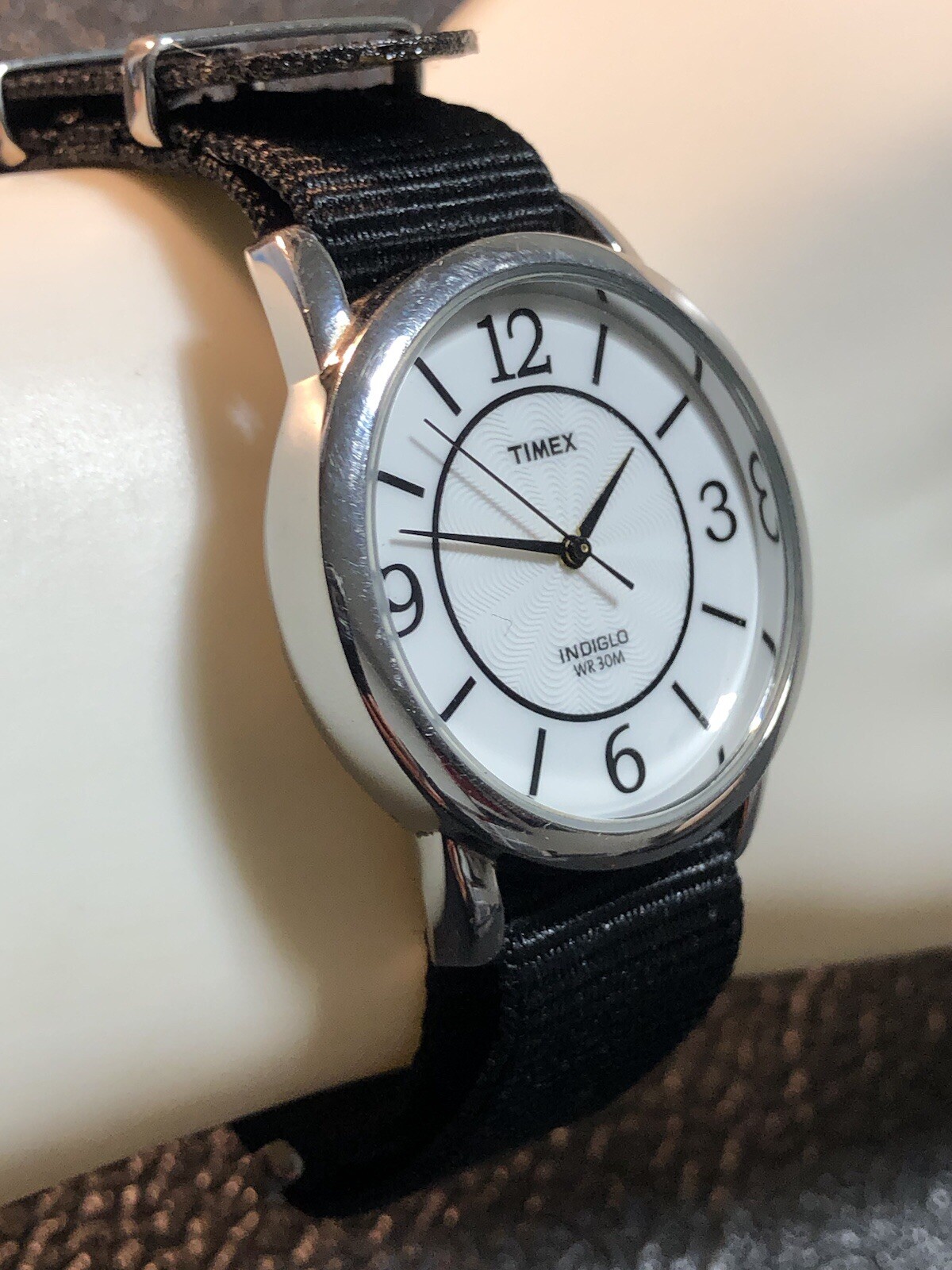Timex Indiglo WR30M 35mm Silver Tone Watch New Battery & One Piece Strap