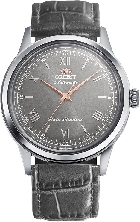 ORIENT RN-BB0006N Bambino 38mm Gray Roman No Date Automatic Leather Watch