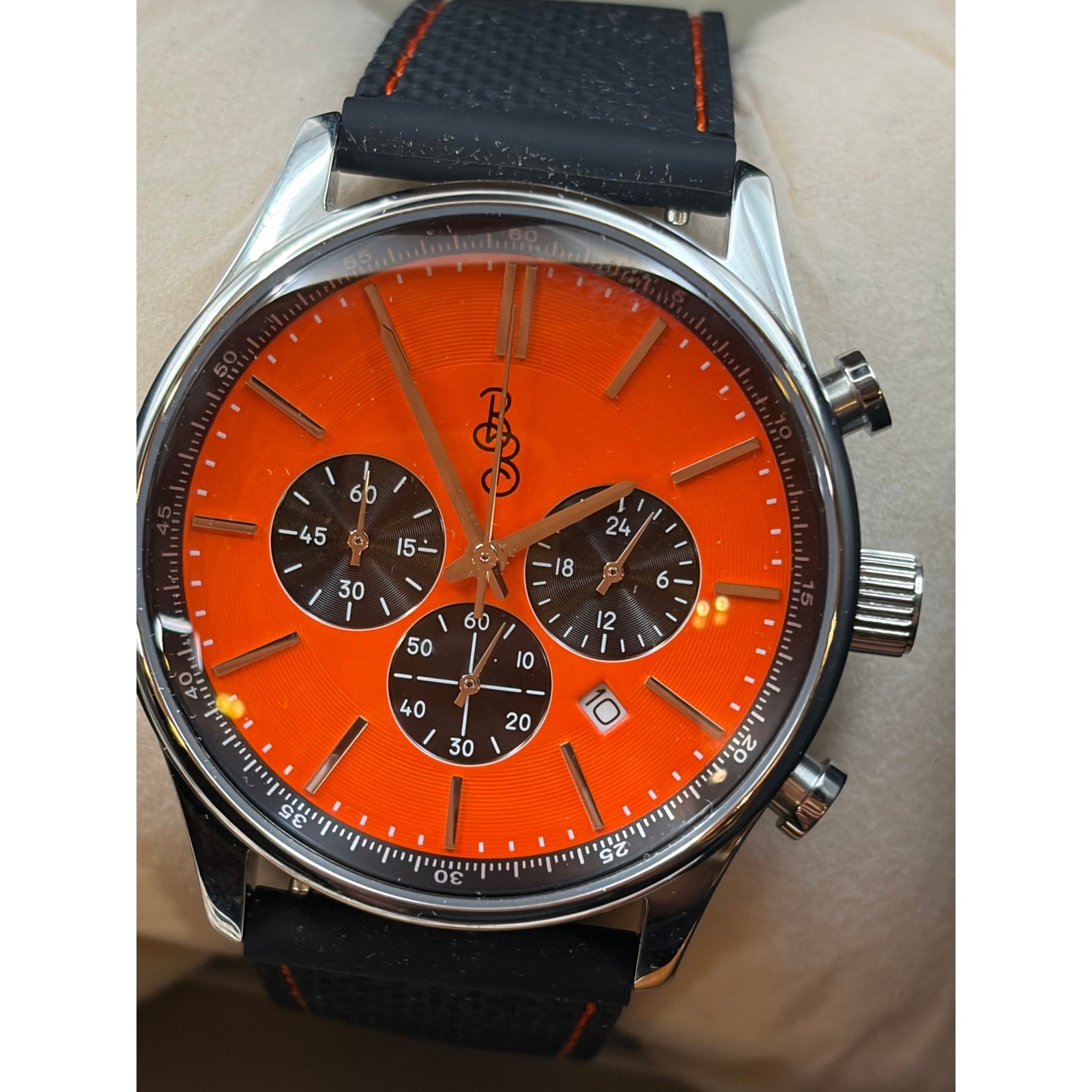 The Beyond Boring Watch Co.Orange and Black Chronograph