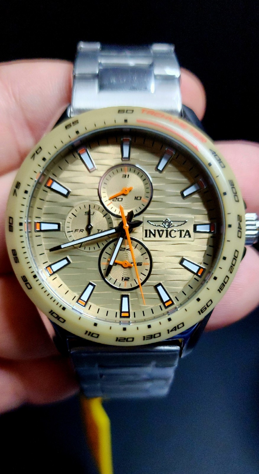 NEW Invicta Racing Men’s Watch 44mm Tan Textured Dial FREE GIFTS & SAME DAY SHIP