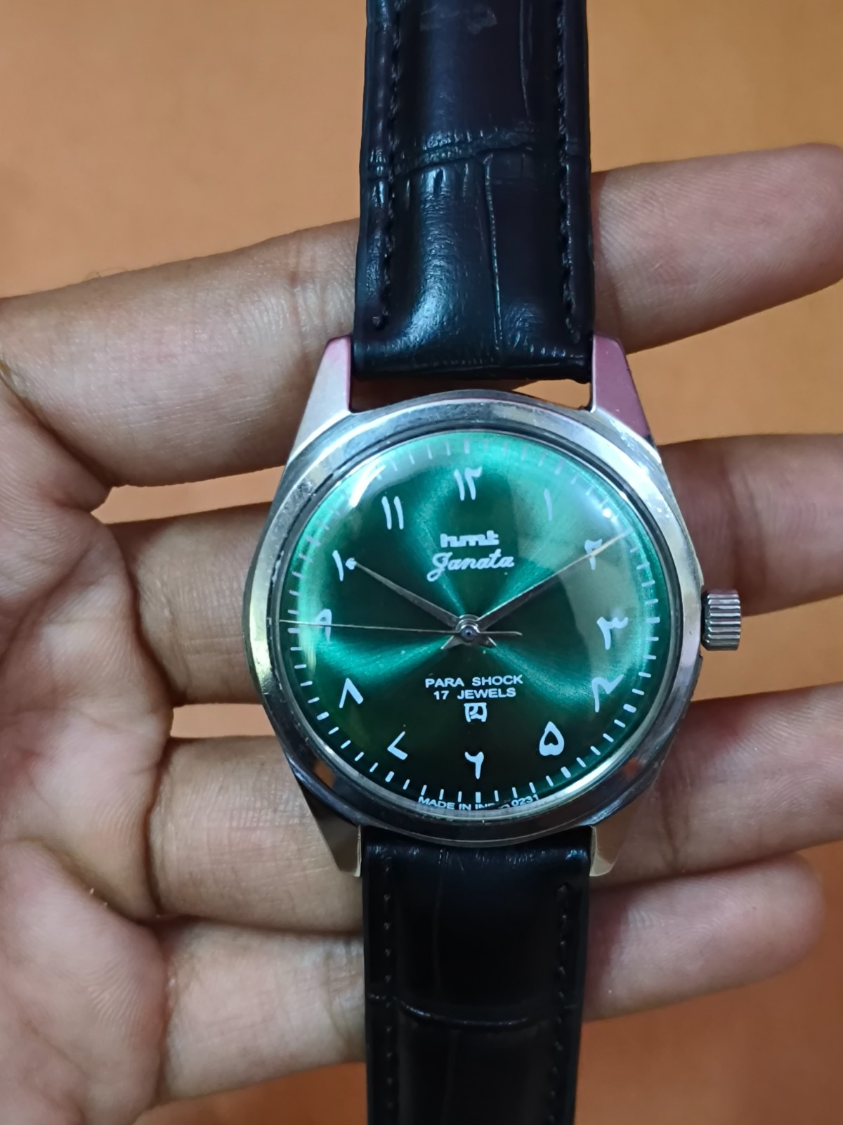 Vintage HMT Janata Green 17 Jewels Mechanical Hand Winding Men’s Wrist Watch