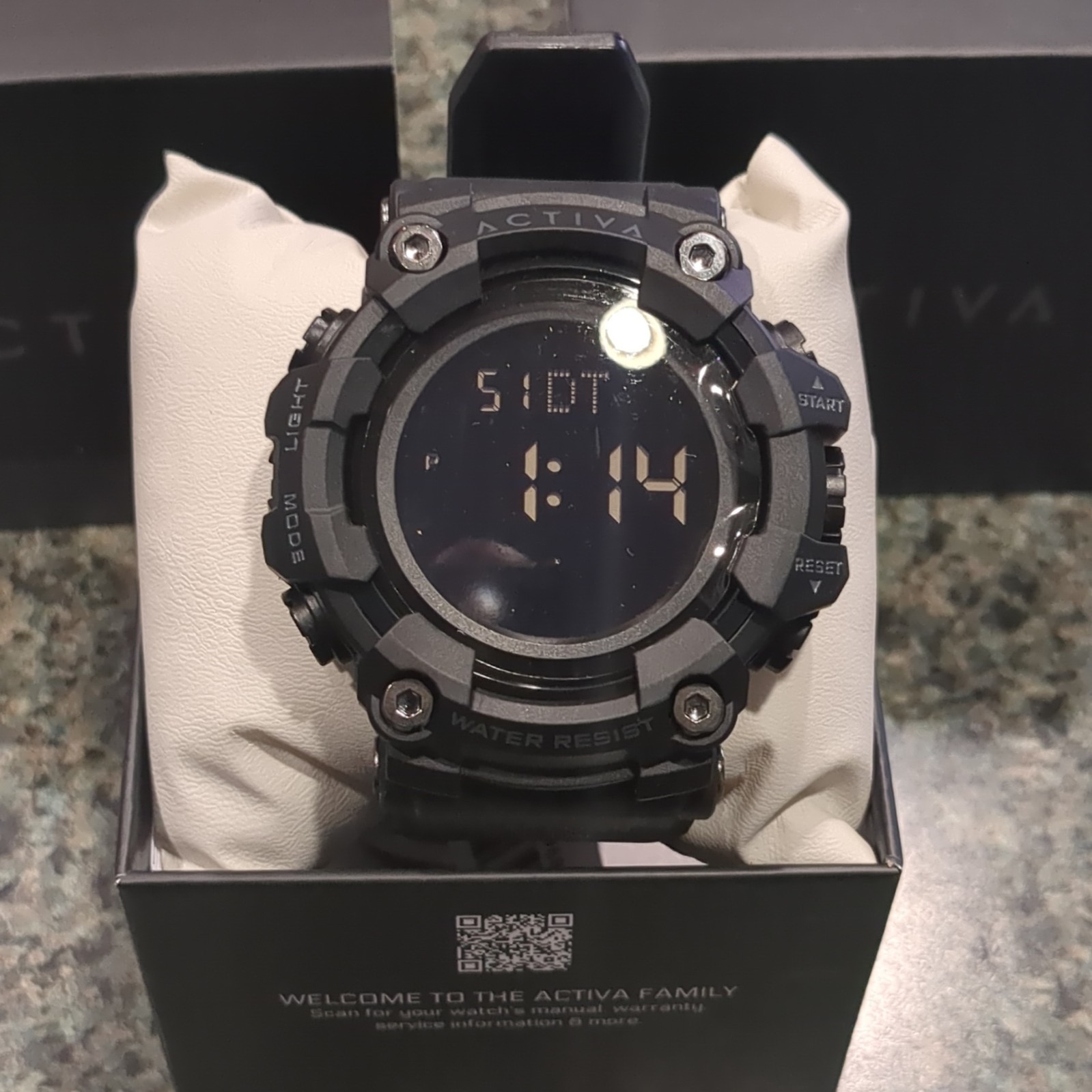 ACW1968-002 Activa Invicta Qrtz Digital Sport Water Resistant Black Resin wBox