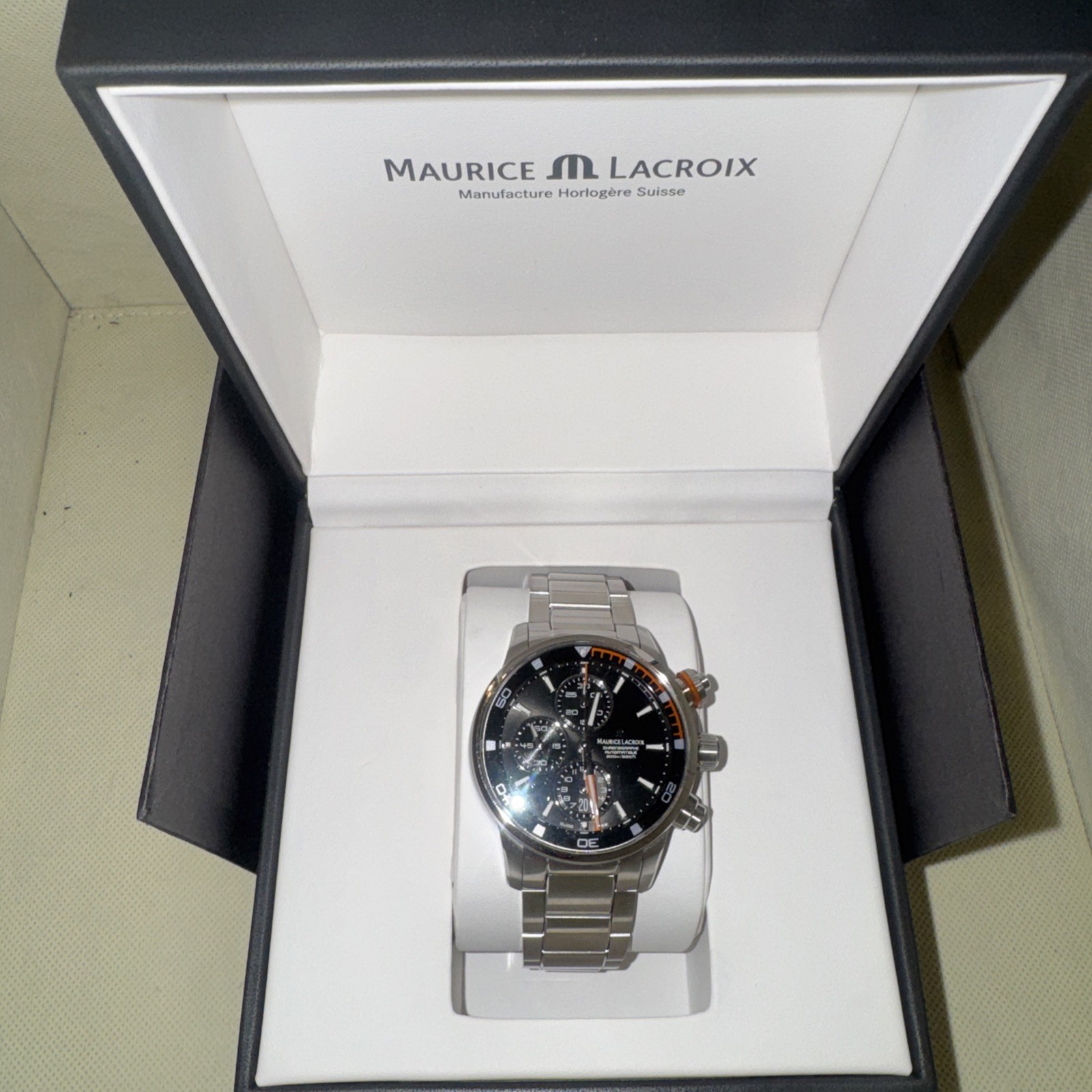 Maurice Lacroix Pontos S Automatic Chronograph 43mm Black Dial Orange Accent