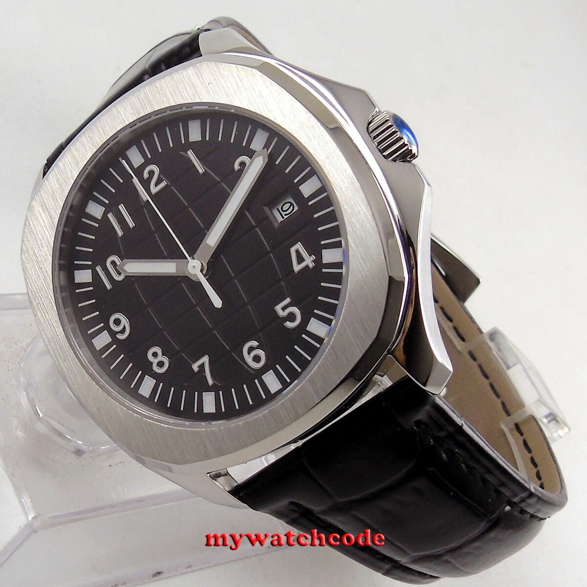 40mm Bliger sterile black dial date sapphire glass automatic Square mens watch