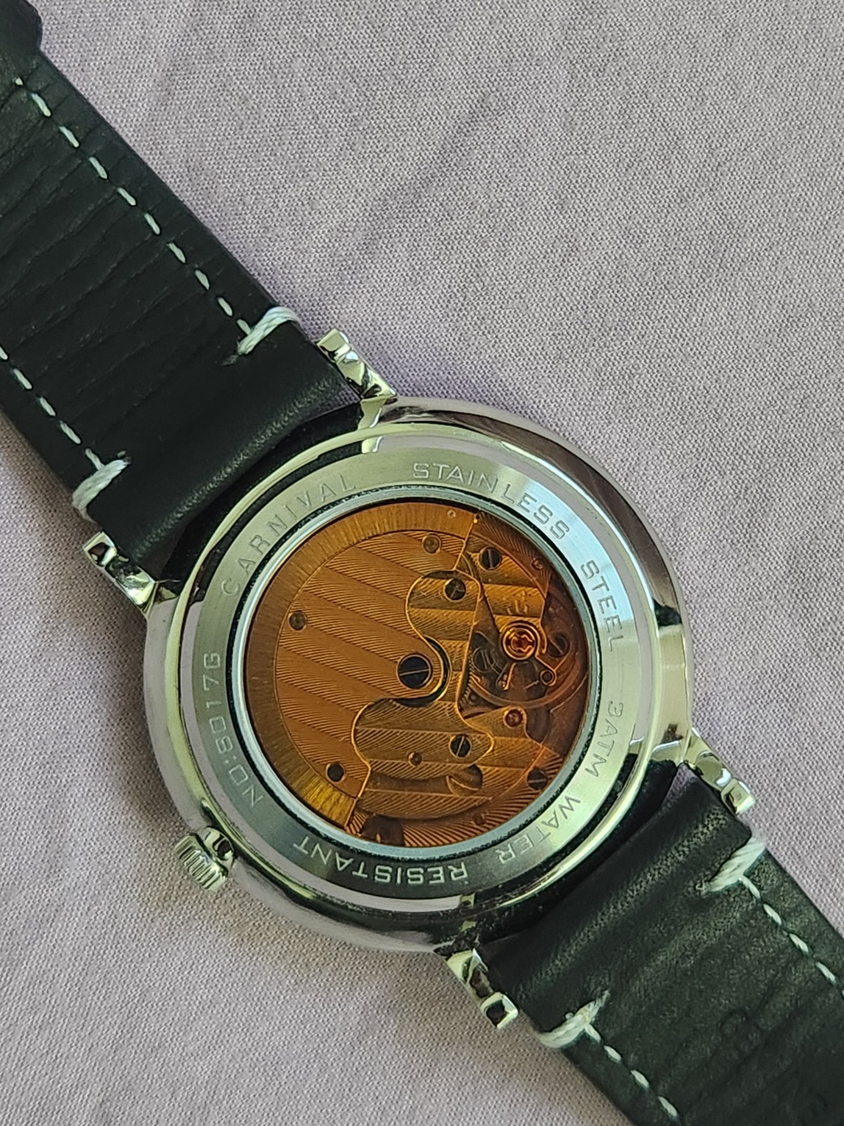 Carnival 10mm Thin Mechanical Automatic Men’s Watch Luxury Date Water Resistant
