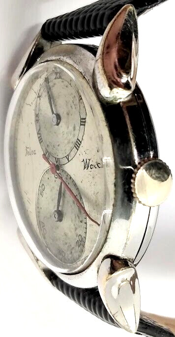 Rare Vintage Felca Regulator Men’s Watch Swiss Silver Tone Retro Wristwatch