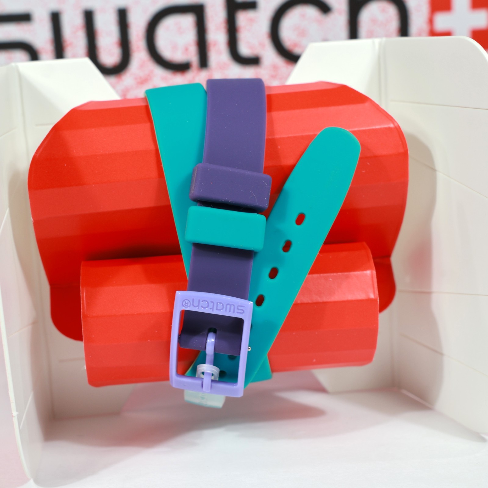 New Swatch Swiss LV117 Fun In Blue Wrap Around 25MM Green Blue Purple Reversible
