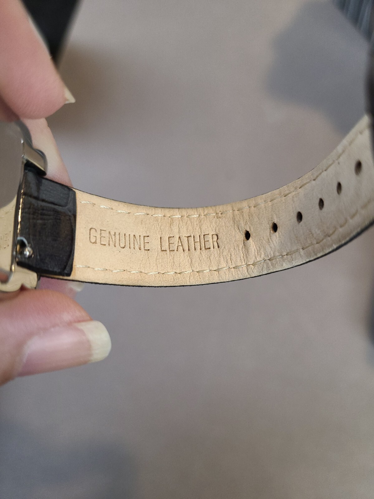 Women’s Fashion Watch-George – Ivory Face w/Crystal Accents Black Leather Band