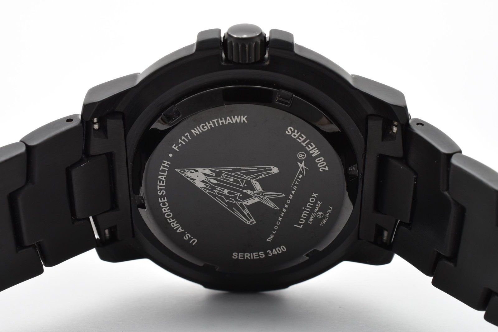 ▶️Luminox F-117 Nighthawk Stealth 3400 Series Quartz Men’s Watch Black PVD Swiss