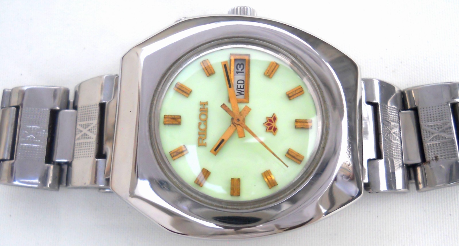 Vintage Ricoh Automatic Watch Repainted Luminous Full Glow Dial Pristine Japan