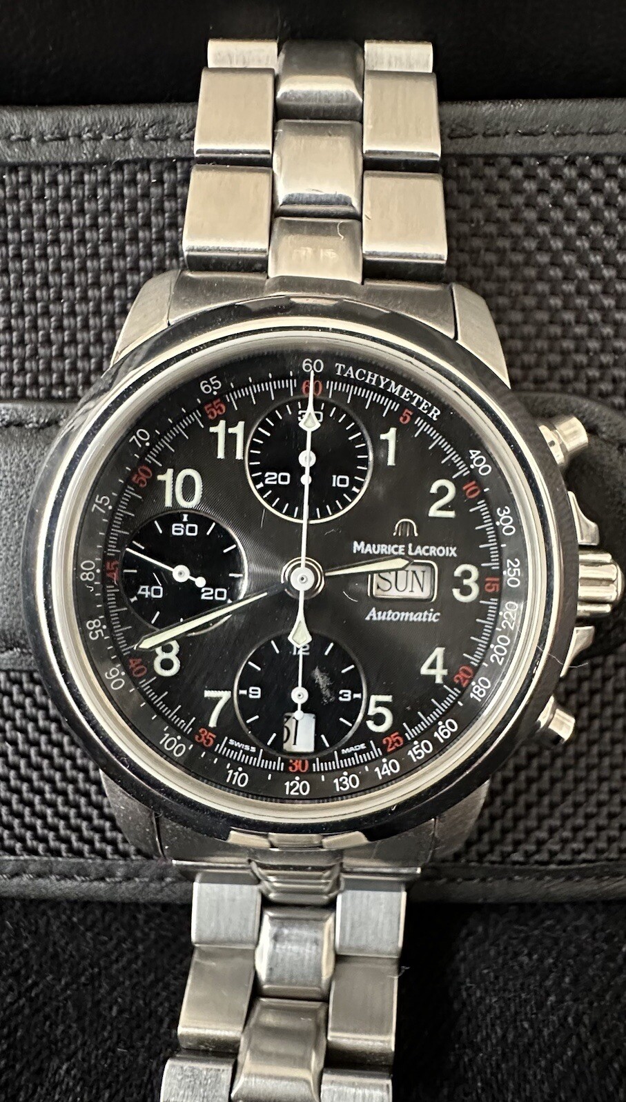MAURICE LACROIX Chronograph Automatic Black Dial Stainless Steel Watch