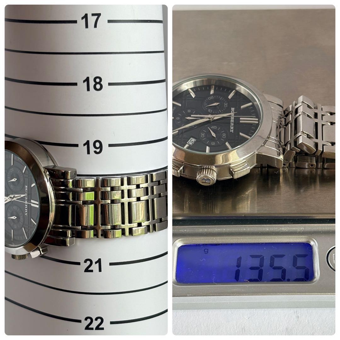 Burberry BU1360 Chronograph Silver Mens Watch Quartz Japan 072750
