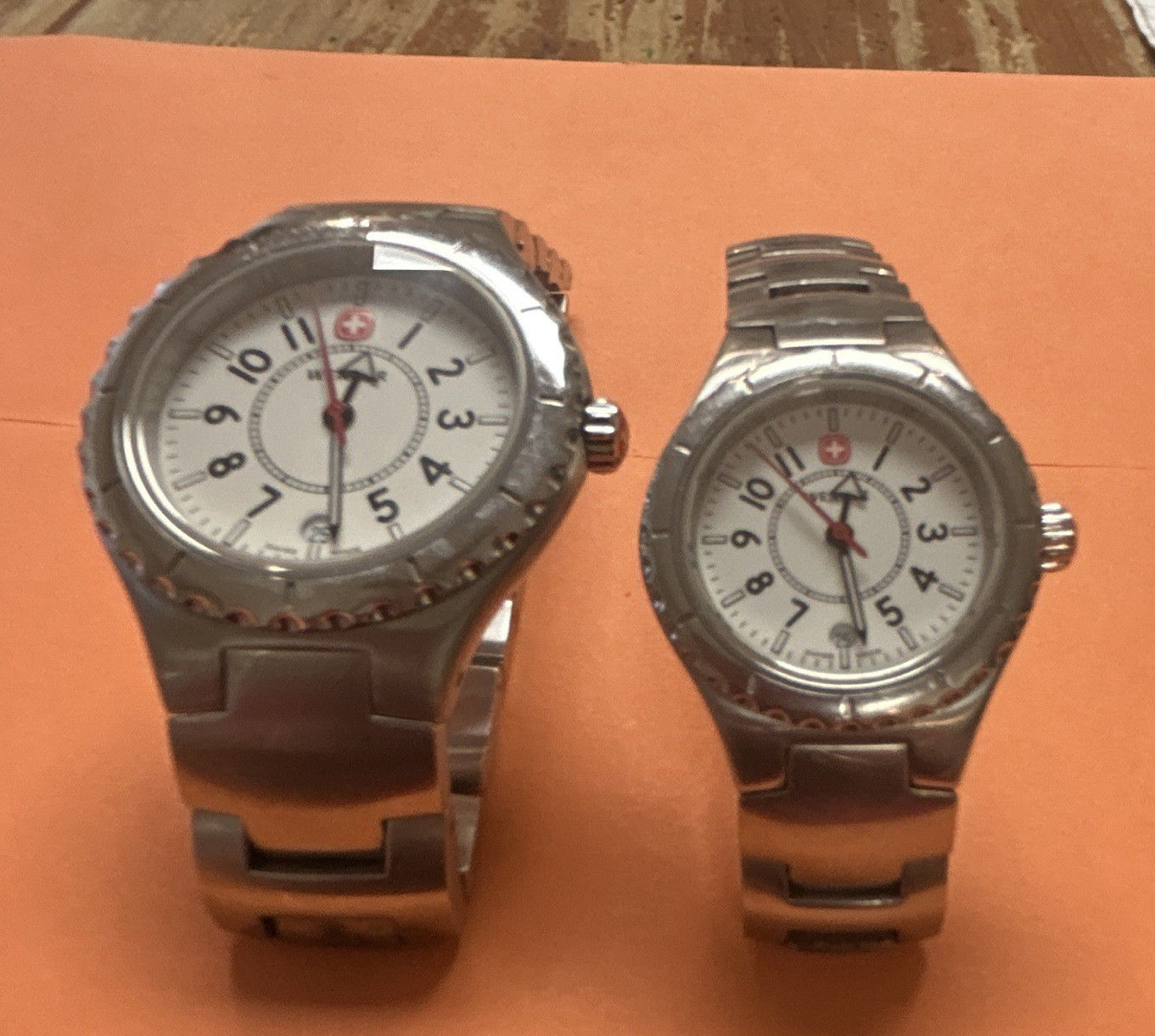 Wenger Swiss Military Lot of 2 Quartz Watches Stainless Bracelet White Dial 100m