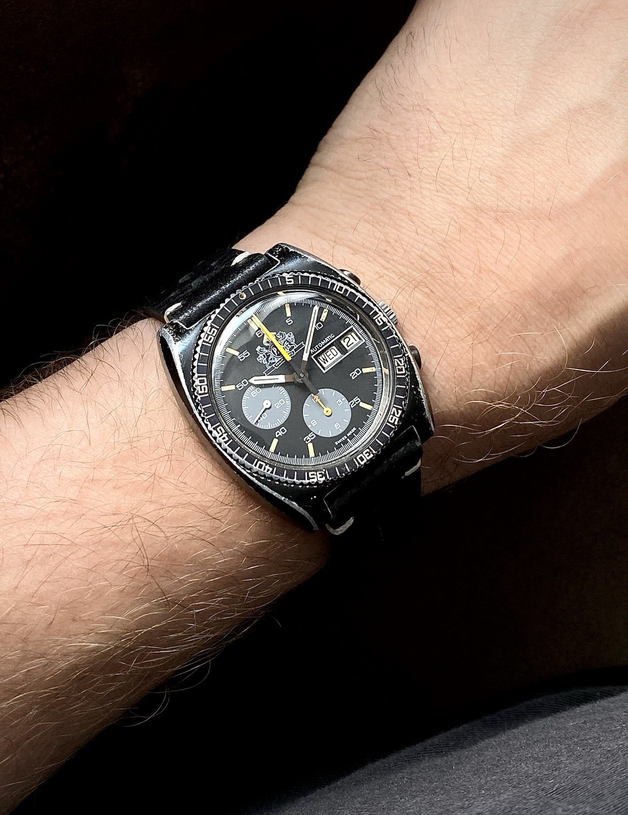 1974 Lemania Chronograph 5012 Philip Morris McLaren F1 team watch Aluminium PVD