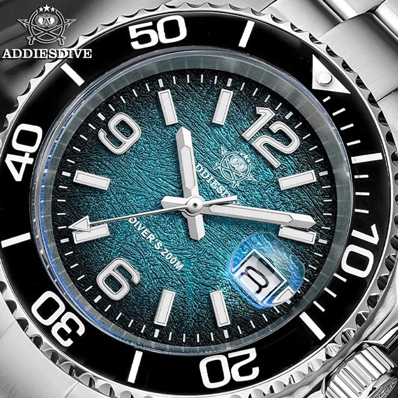 41MM ADDIESDIVE Quartz Men’s Watch Diver 200M Waterproof Luminous Stainless NEW