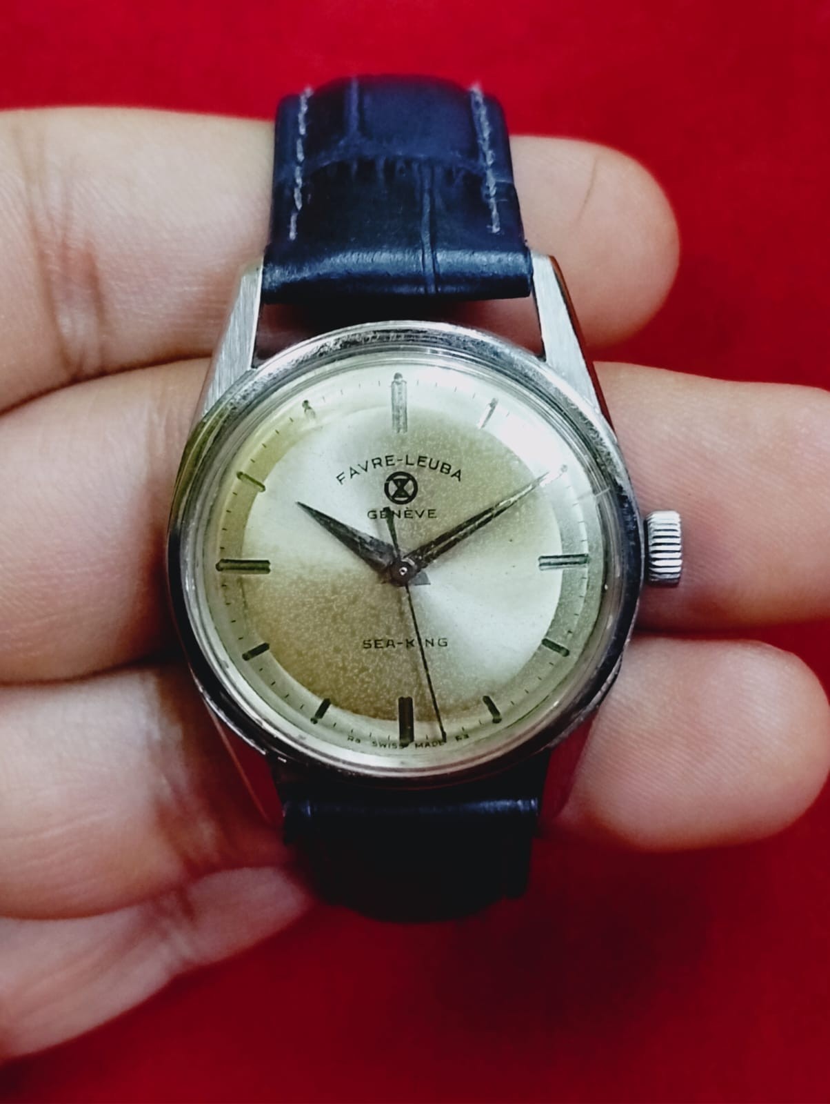 Vintage Favre leuba Geneve sea-king original men swiss working wrist watch 063