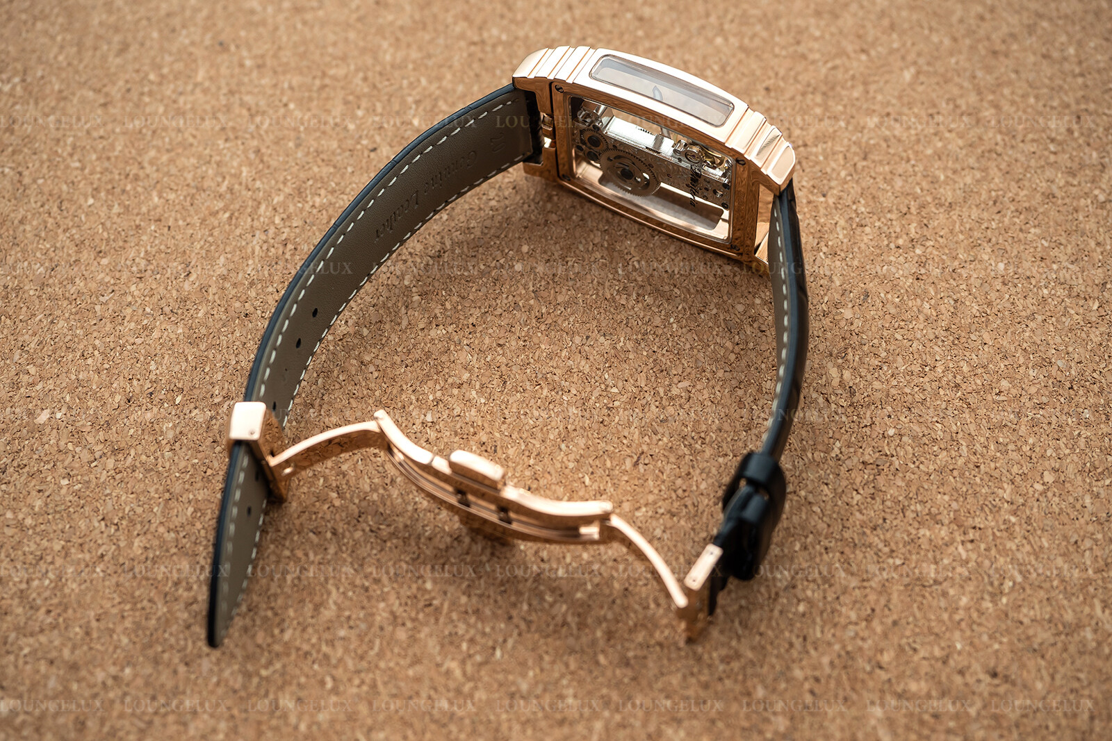 Mens Bridge Manual Mechanical Watch – Rose Gold Black Leather Diasteria 1688