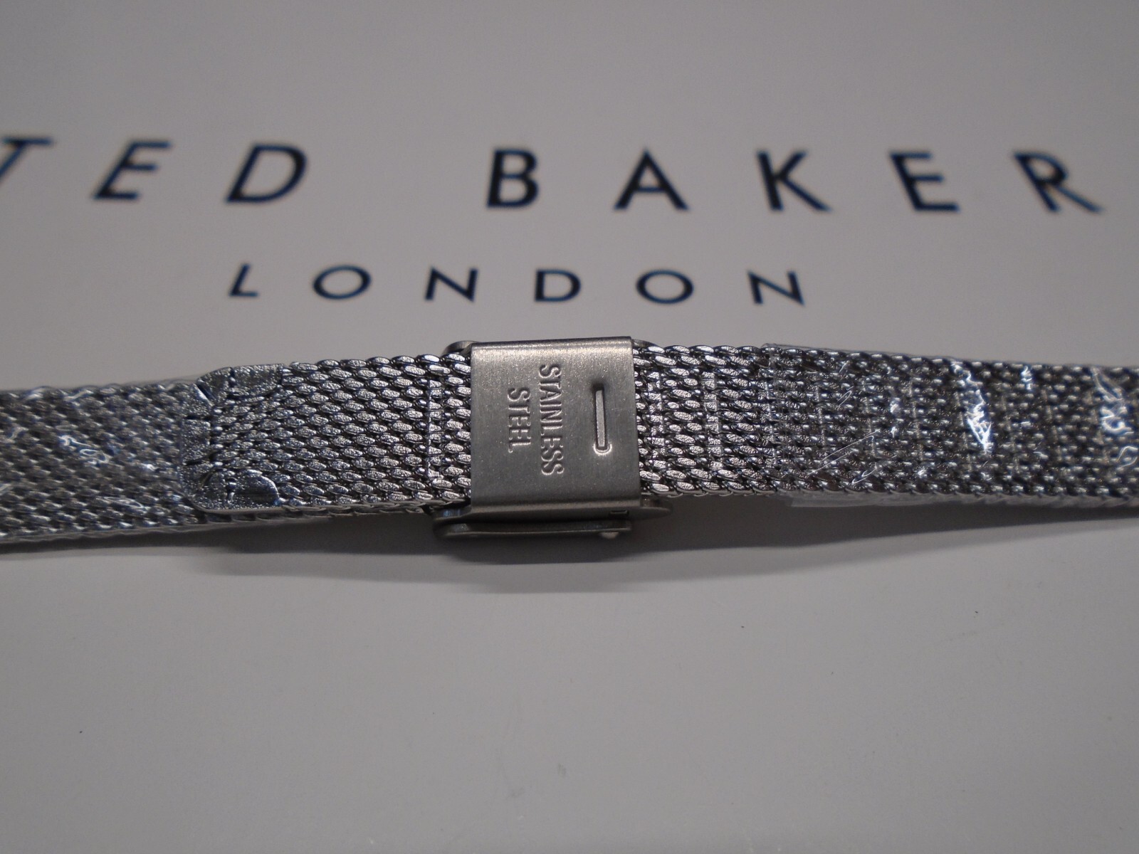 GENUINE TED BAKER SILVER STAINLESS STEEL MESH WATCH STRAP 17cm LONG X 10mm WIDE