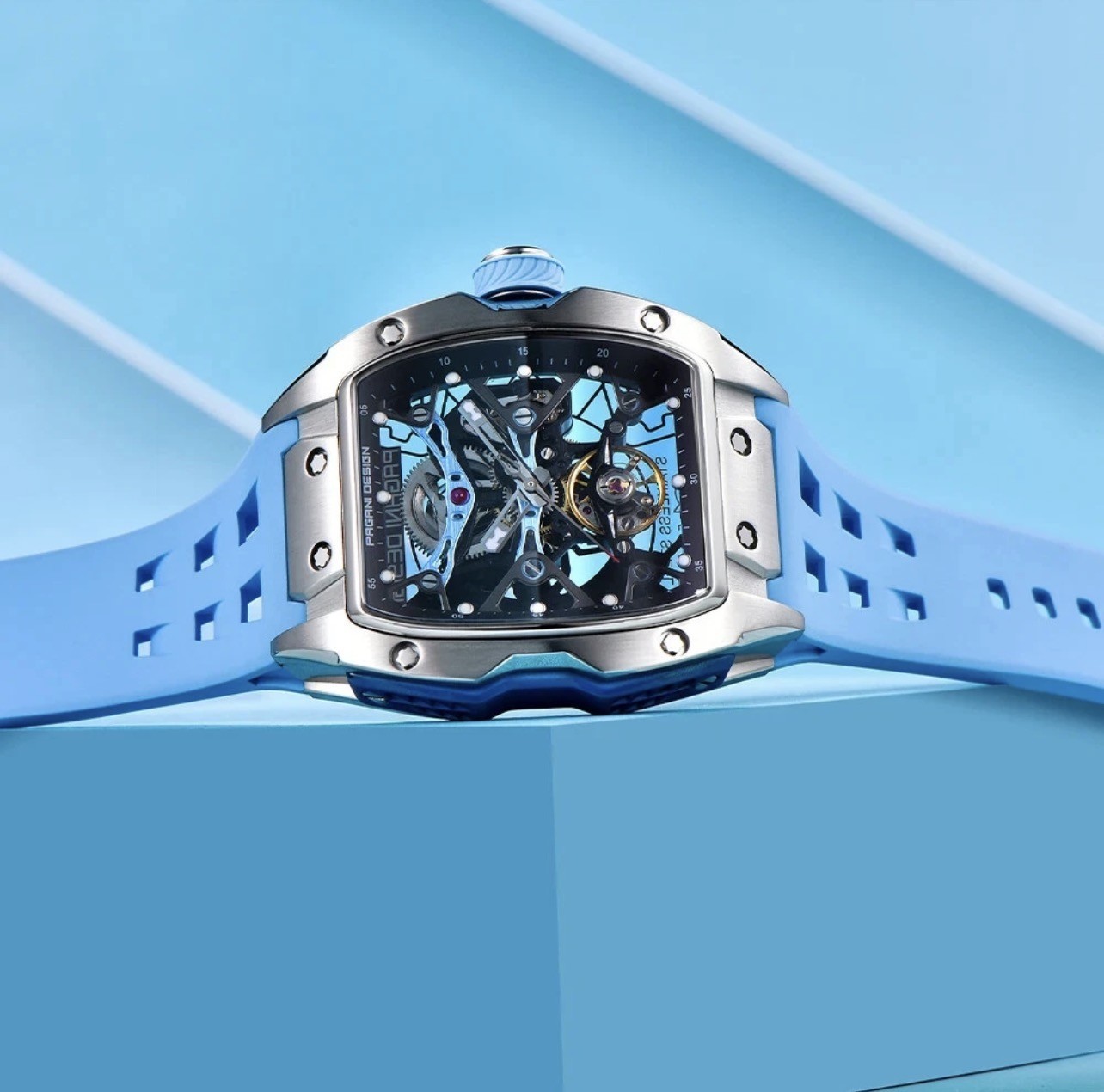 PAGANI DESIGN 42MM PD-YS018 Skeleton Dial Mechanical Watch 50M Waterproof