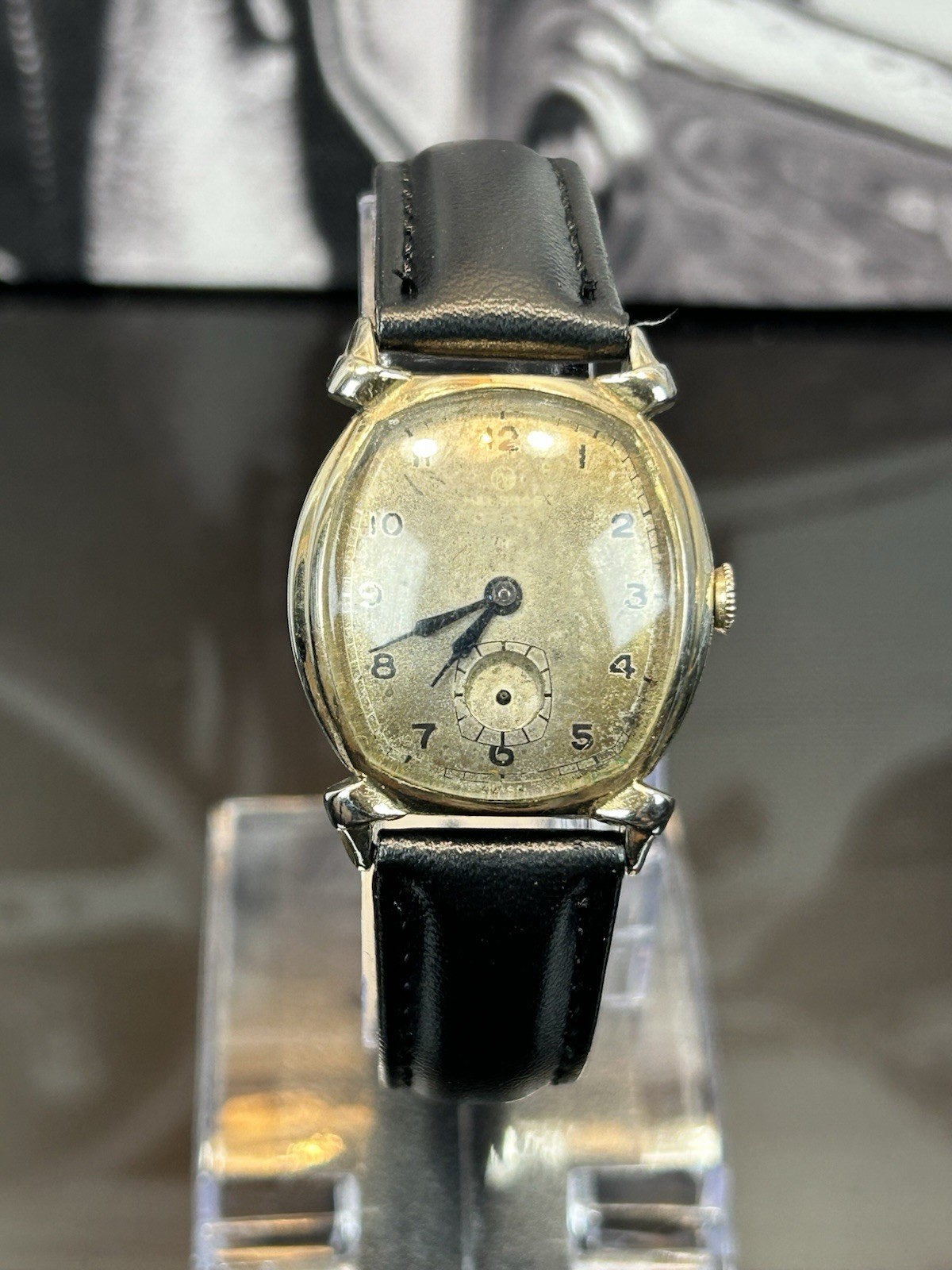 Vintage 1940s Helbros Tonneau Swiss 7J Manual Watch Cal 84 MXW Code Bulova Crown