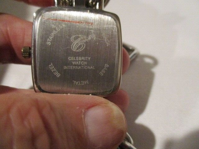 CELEBRITY 2 Tone Bracelet Watch International w/Rhinestones on Bracelet & Bezel