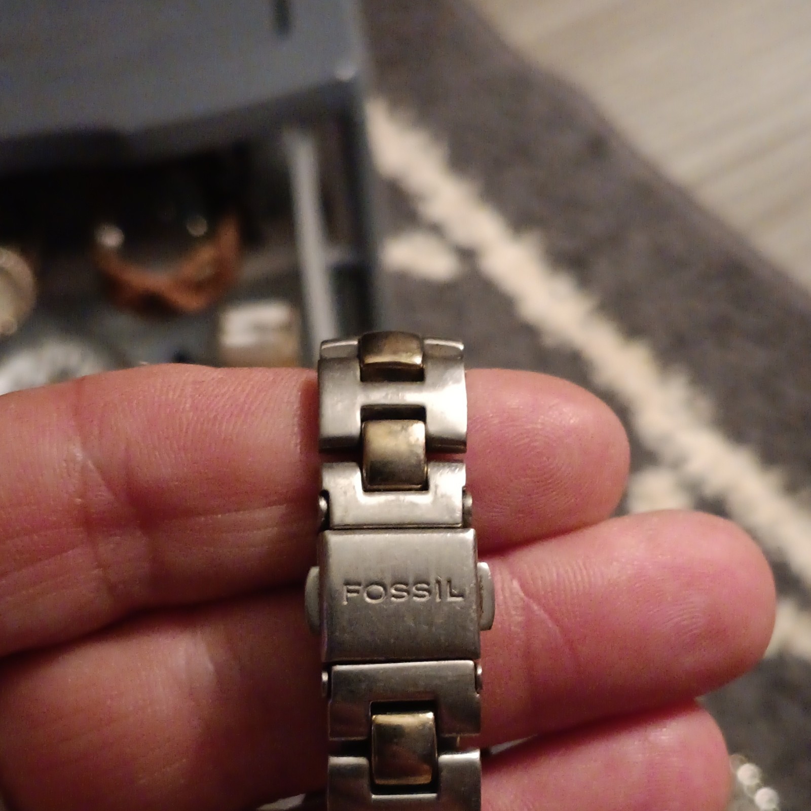 Fossil Women’s Two-Tone Quartz Analog Dress Watch, Date, Gem-Set Bezel