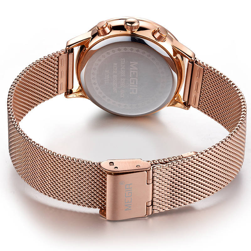 MEGIR Brand Luxury Women Watches Mesh Band Quartz Ladies Chronograph Wristwatch