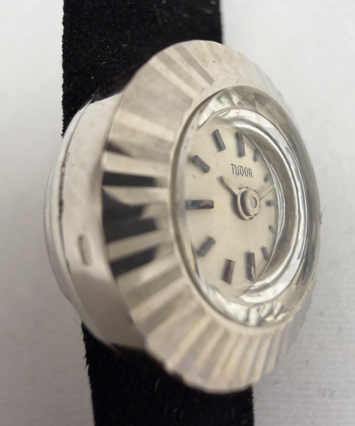 Tudor Chameleon White Gold 18k Gold Watch w ROLEX Crown