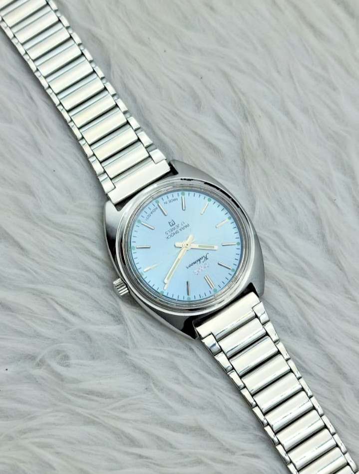 HMT Kohinoor Blue Dial Mechanical Watch 17 Jewels Vintage India Men’s Steel