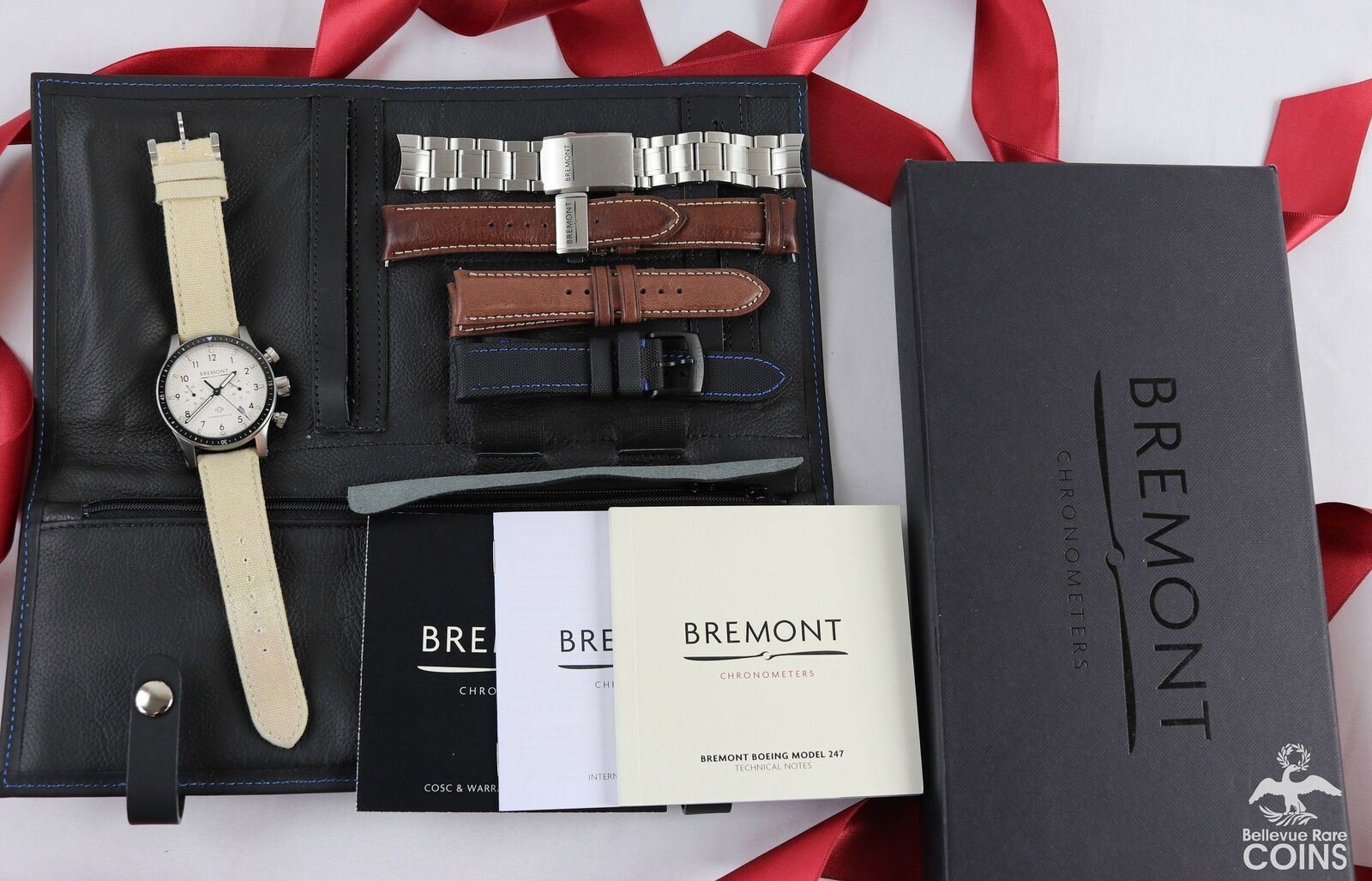 BREMONT Boeing Automatic Chronometer Model 247 White Dial Date SS Watch