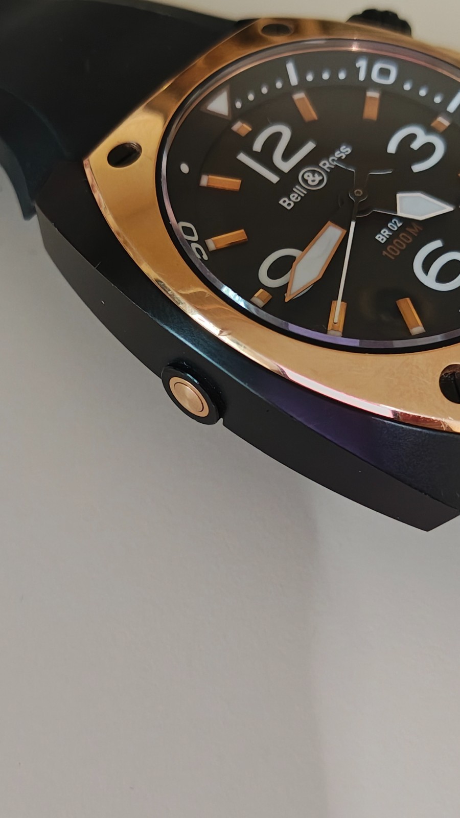 BELL & ROSS BR 02 DIVER PVD BLACK STEEL & ROSE GOLD