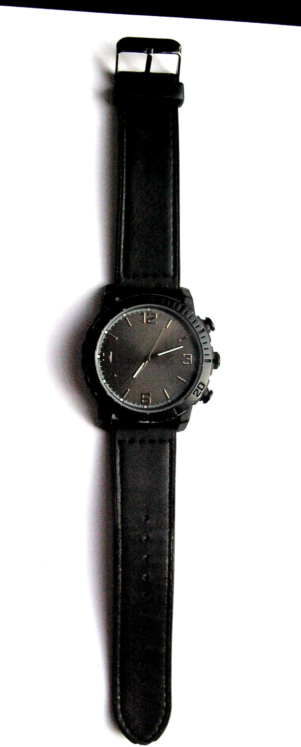 The Men’s Gunmetal Round Analog Watch with Black Faux Leather