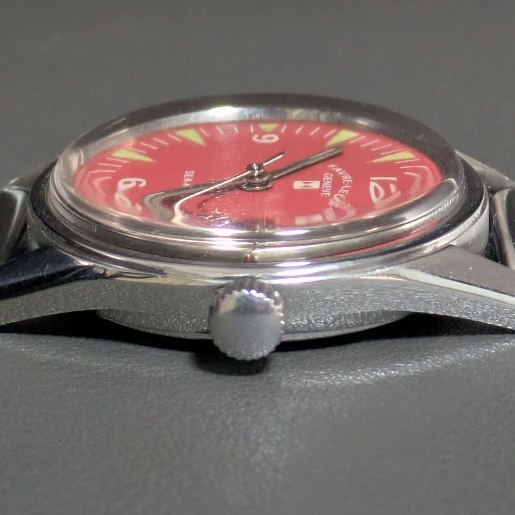 Favre-Leuba Sea King Manual Wind Red Dial Vintage Men’s Watch Swiss Made