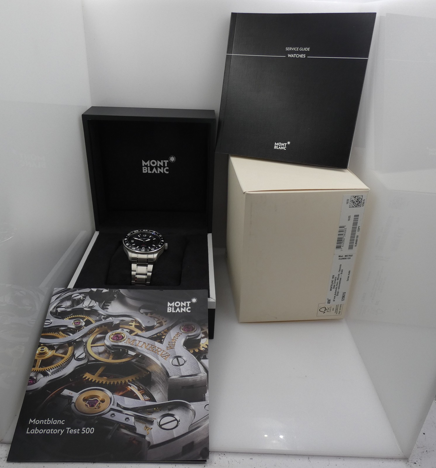 MONTBLANC 1858 BLACK GMT 129615 NEW BOX PAPERS&STICKERS MAR 2026 AUTOMATIC WATCH