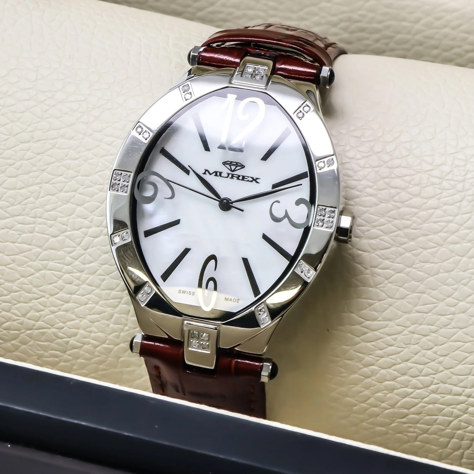 Murex – Swiss Diamond Watch – Red Strap – RSL815-SL-D-7 Swiss Quartz 34 x 41 mm