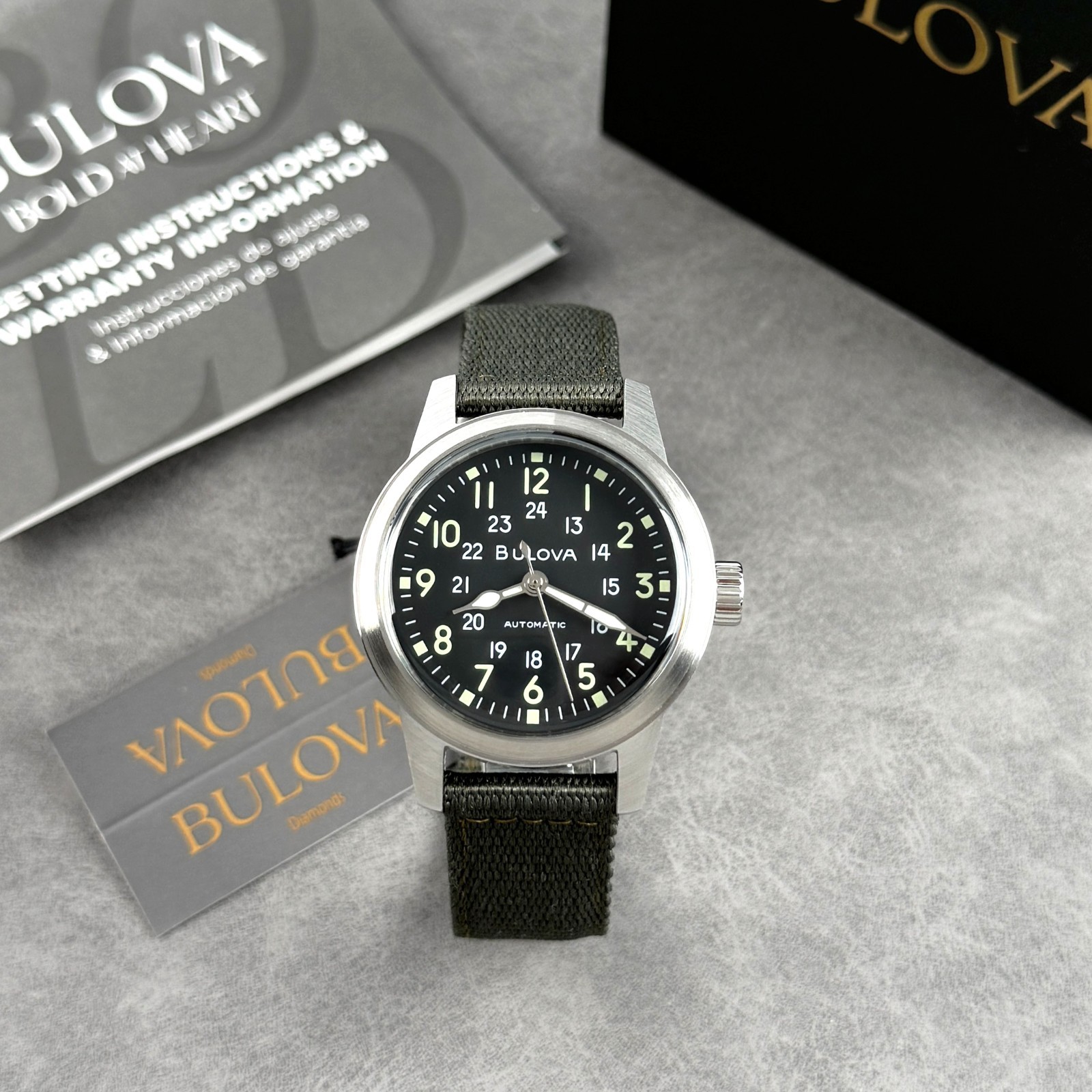 New Bulova Hack VWI Special Edition Automatic 38mm Black Dial Men’s Watch 96A259