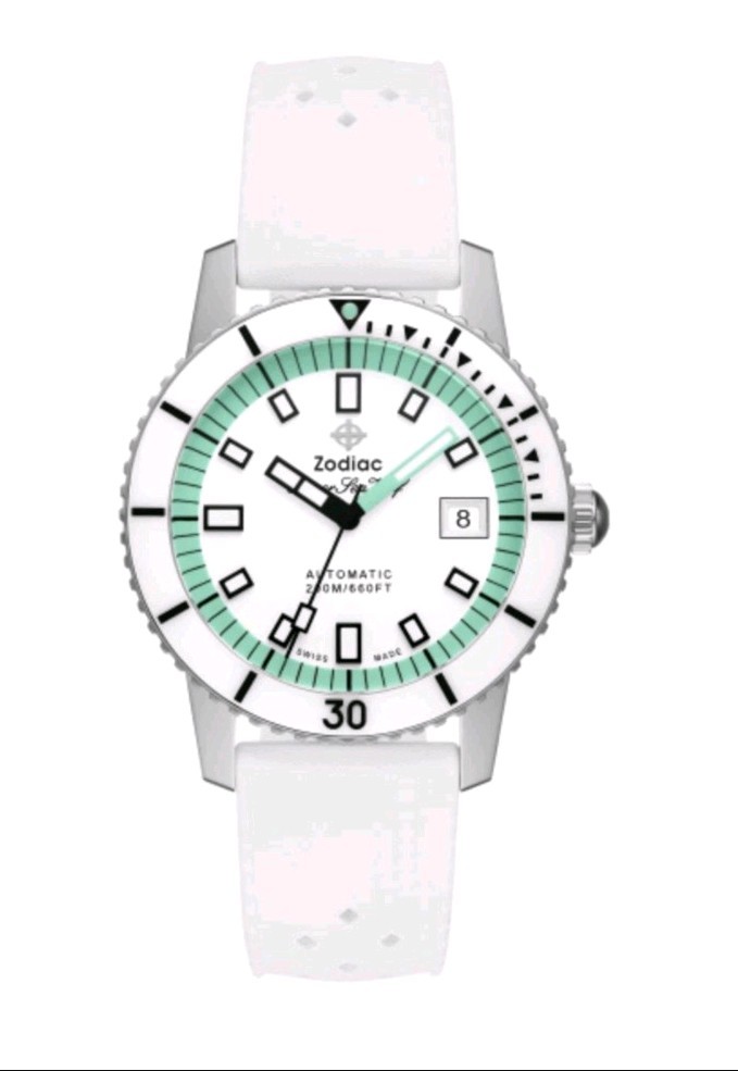 Zodiac Super Sea Wolf Automatic Diver 40mm White/Green Sapphire