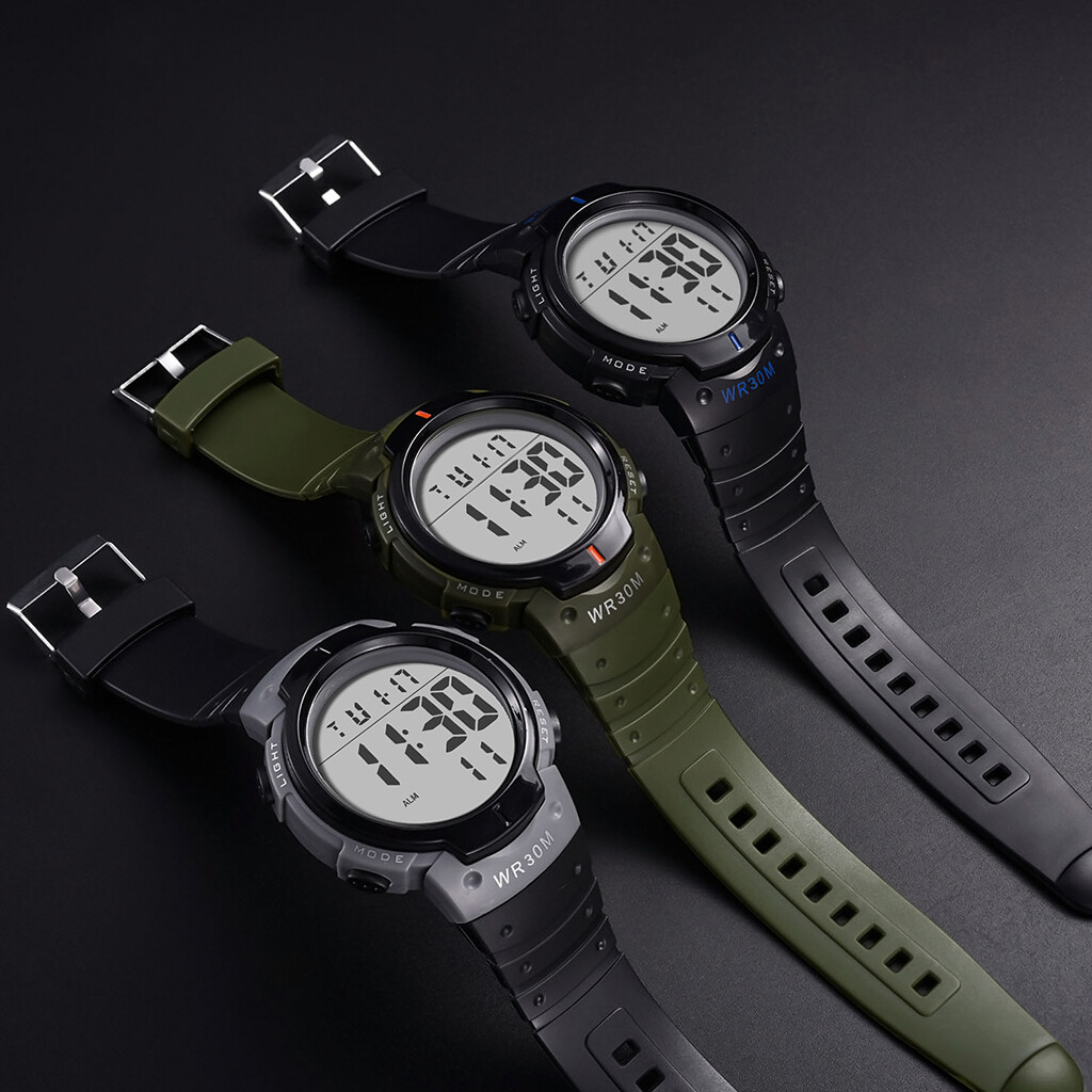 US Men Waterproof Sports Watch Casual Luminous Stopwatch Alarm Simple Army Watch