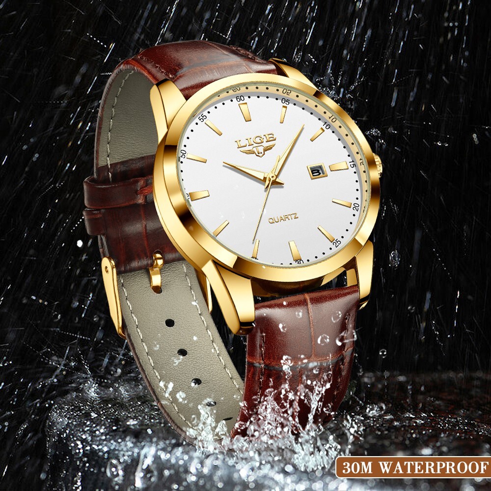 LIGE Men Watch Business Quartz Date Luminous Women Dress Wrist Watch Waterproof