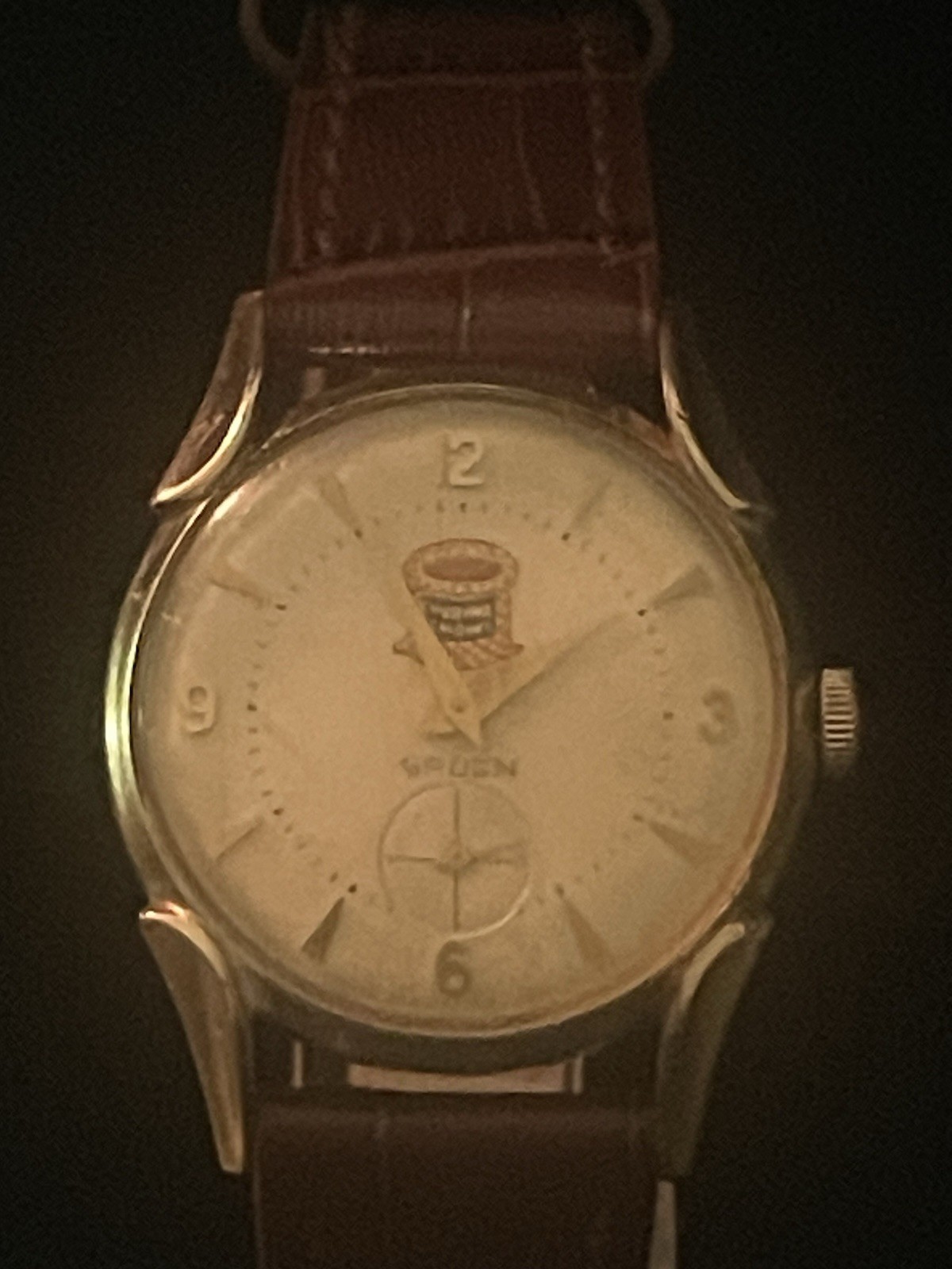 Rare Vintage Gruen Purina Chow Advertising Watch 10K RGP Manual Wind Running