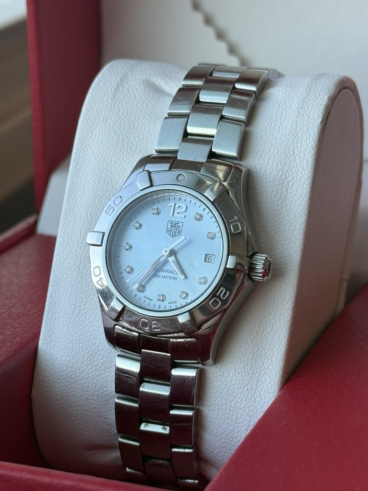 TAG Heuer Aquaracer WAF1419 Blue Mother of Pearl Diamond Dial Ladies 27mm