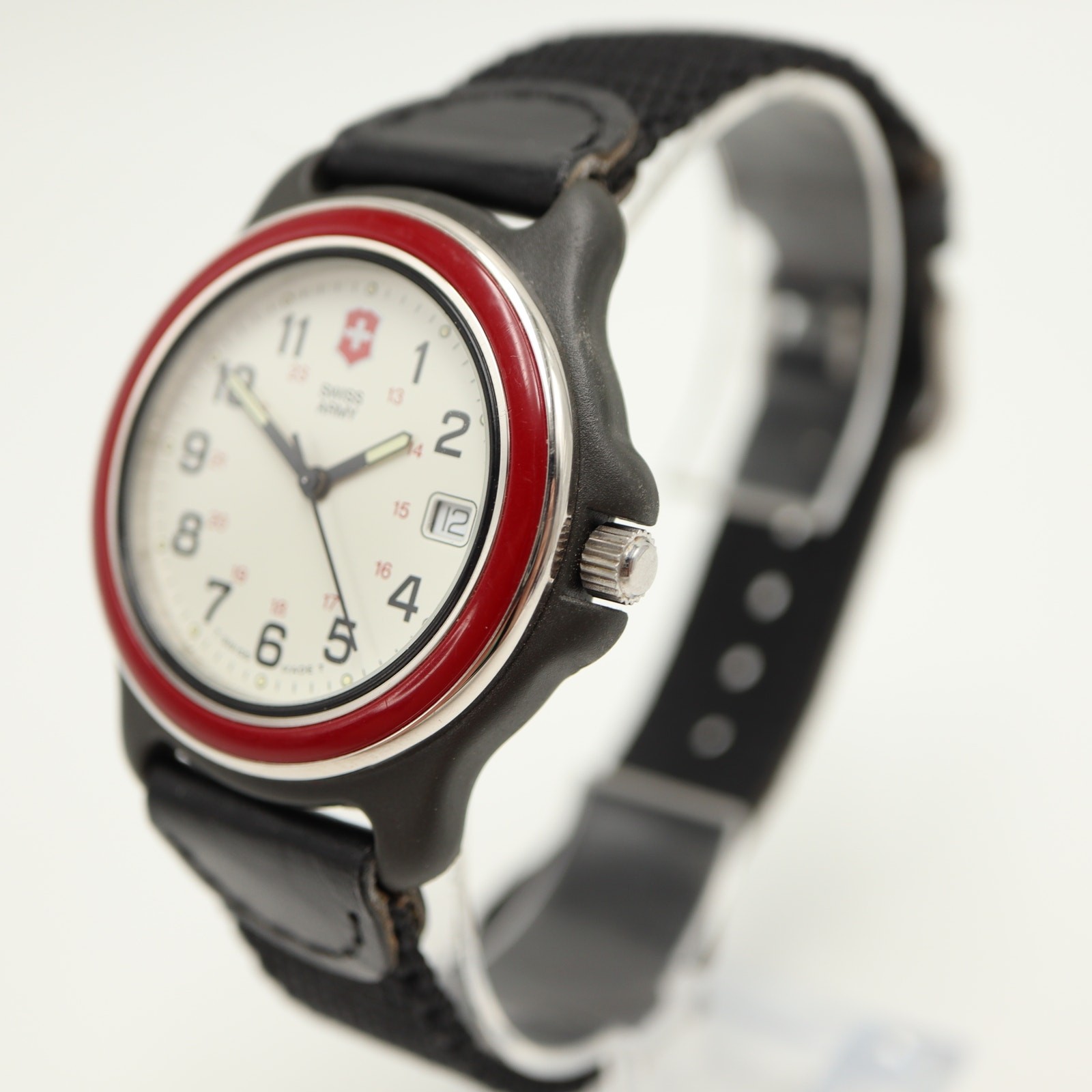 Vintage Swiss Army Marlboro Adventure Team 38mm Watch Date Red Bezel New Battery