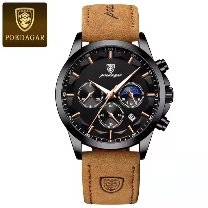POEDAGAR Sports Luxury Men Quartz Watch Waterproof Chronograph Luminous Date Man