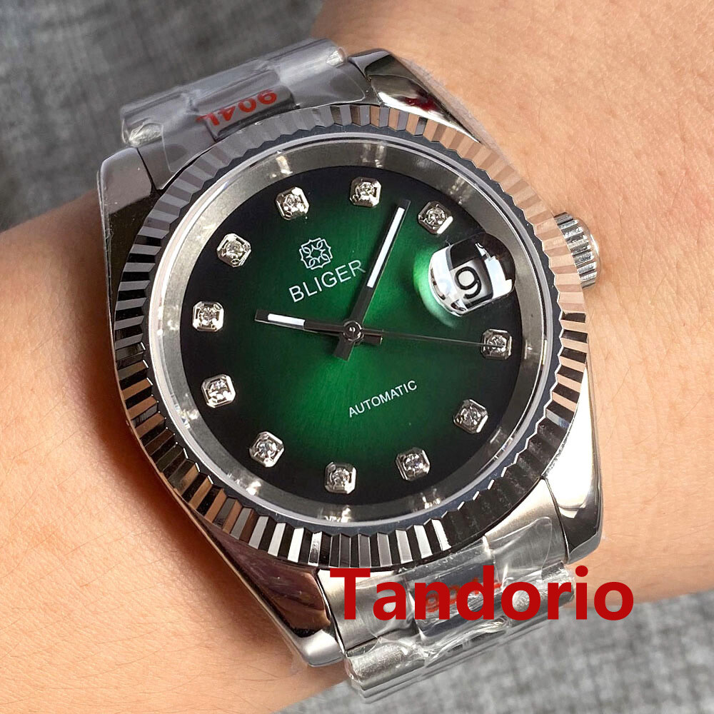 36mm/39mm Sapphire Glass Black Sterile Dial NH35 Automatic Men Watch Date Fluted