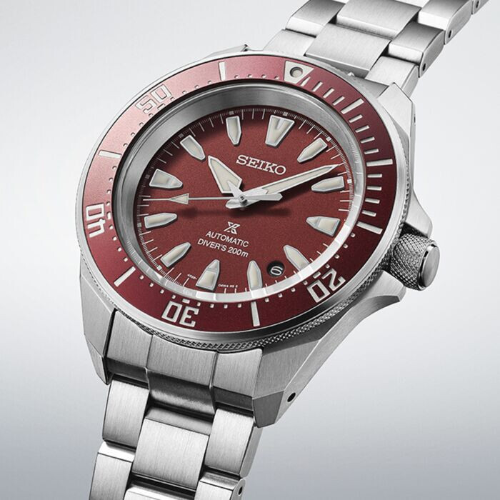 Seiko Prospex Samurai Diver Red Dial Stainless Steel Watch SRPL11