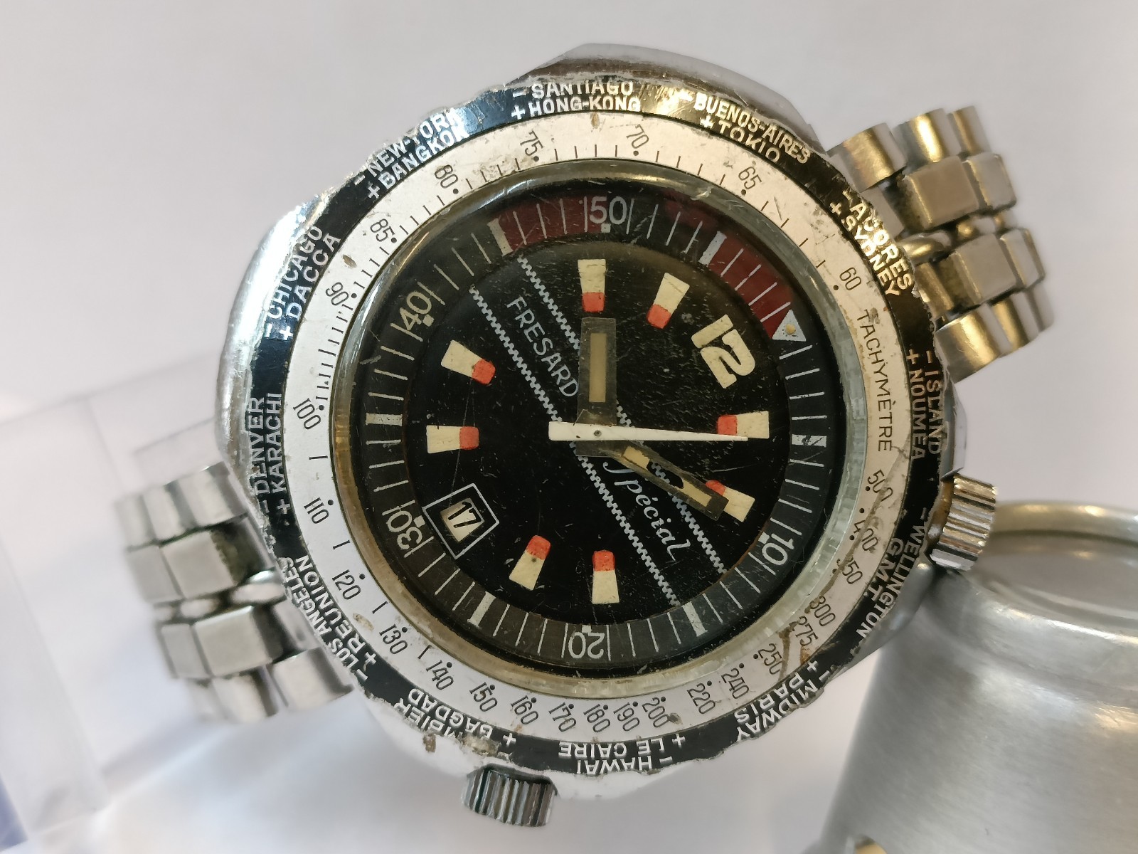 FRESARD SPECIAL 17J WINDING PATINA BLACK DIAL MEN’S WORKING CONDITION